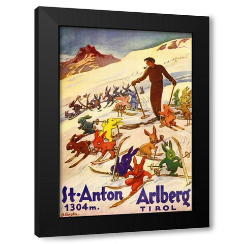Arlberg Tirol Black Modern Wood Framed Art Print with Double Matting by Vintage Apple Collection