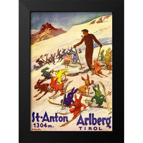 Arlberg Tirol Black Modern Wood Framed Art Print by Vintage Apple Collection