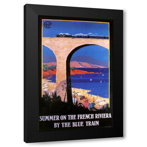 French Riviera Black Modern Wood Framed Art Print with Double Matting by Vintage Apple Collection