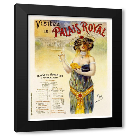 Palais Royal Black Modern Wood Framed Art Print by Vintage Apple Collection