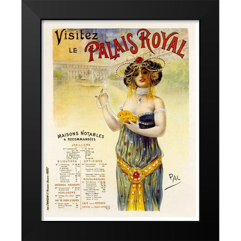 Palais Royal Black Modern Wood Framed Art Print by Vintage Apple Collection