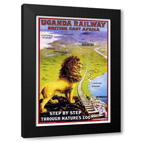 Uganda Railway Black Modern Wood Framed Art Print by Vintage Apple Collection