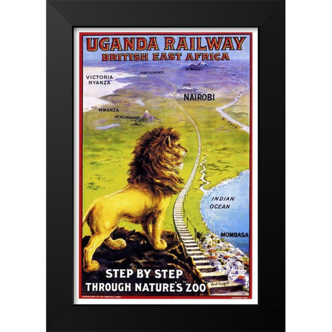 Uganda Railway Black Modern Wood Framed Art Print by Vintage Apple Collection