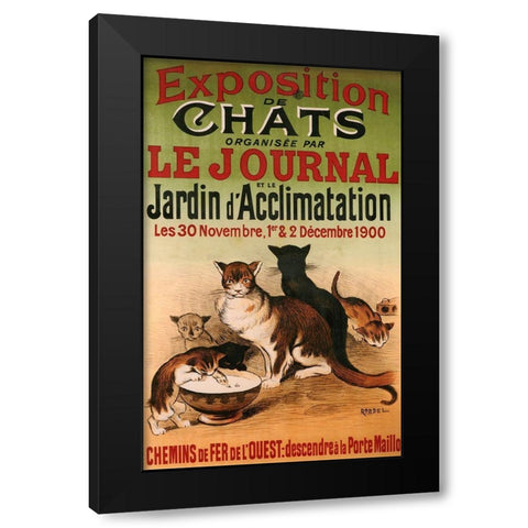 Exposition De Chats Black Modern Wood Framed Art Print by Vintage Apple Collection