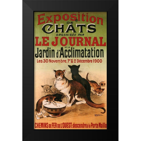 Exposition De Chats Black Modern Wood Framed Art Print by Vintage Apple Collection