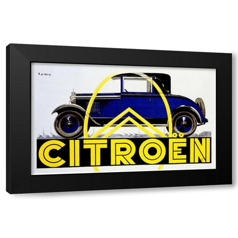 Blue Citroen Black Modern Wood Framed Art Print by Vintage Apple Collection