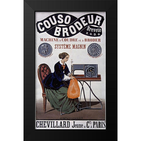 Couso Brodeur Sewing Black Modern Wood Framed Art Print by Vintage Apple Collection