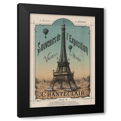 Eiffel Exposition Black Modern Wood Framed Art Print with Double Matting by Vintage Apple Collection