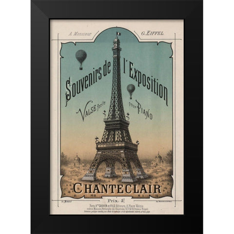 Eiffel Exposition Black Modern Wood Framed Art Print by Vintage Apple Collection