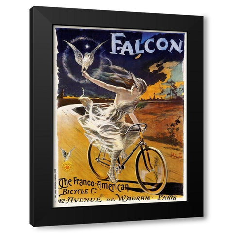 Falcon Bicycle Black Modern Wood Framed Art Print by Vintage Apple Collection
