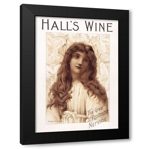 Halls Wine Black Modern Wood Framed Art Print with Double Matting by Vintage Apple Collection