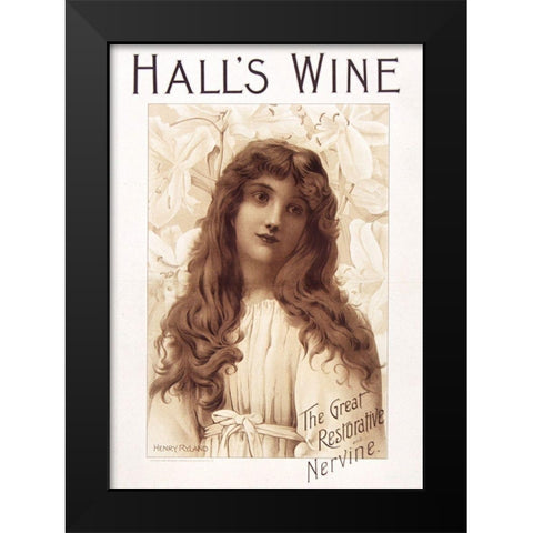 Halls Wine Black Modern Wood Framed Art Print by Vintage Apple Collection