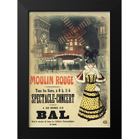 Moulin Rouge Bal Roedel Black Modern Wood Framed Art Print by Vintage Apple Collection