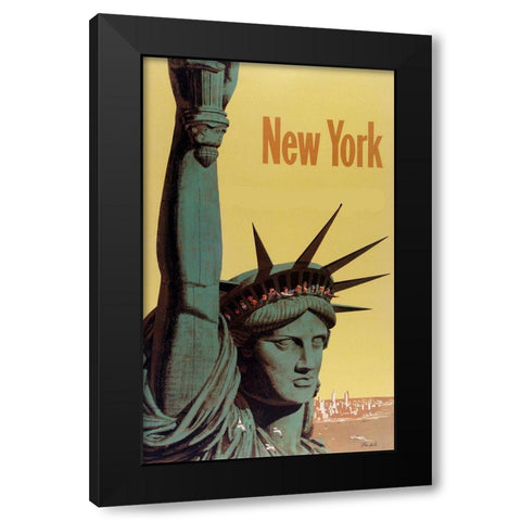 NY Liberty Black Modern Wood Framed Art Print by Vintage Apple Collection