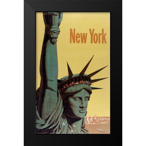 NY Liberty Black Modern Wood Framed Art Print by Vintage Apple Collection