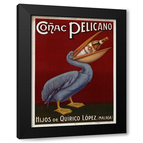 Pelicano Black Modern Wood Framed Art Print by Vintage Apple Collection
