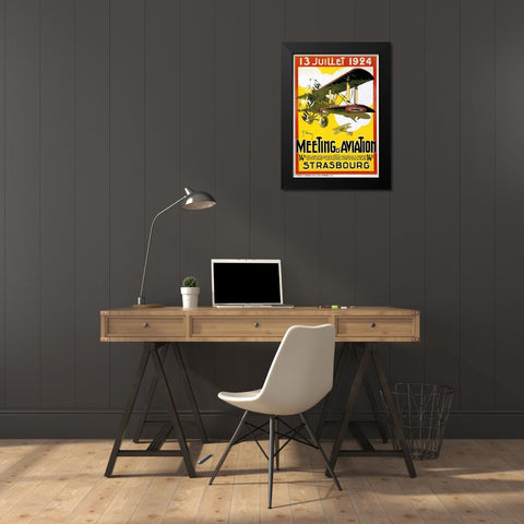 Strasbourg Aviation Black Modern Wood Framed Art Print by Vintage Apple Collection