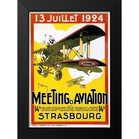 Strasbourg Aviation Black Modern Wood Framed Art Print by Vintage Apple Collection