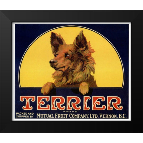 Terrier Label Black Modern Wood Framed Art Print by Vintage Apple Collection