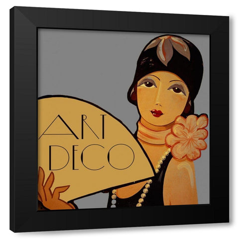 Art Deco Flapper Black Modern Wood Framed Art Print with Double Matting by Vintage Apple Collection