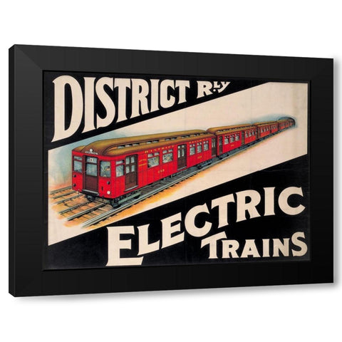 Electric Trains Black Modern Wood Framed Art Print with Double Matting by Vintage Apple Collection