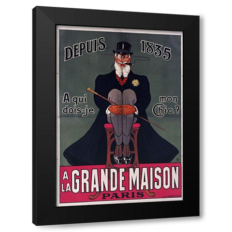 Grand Maison Paris Black Modern Wood Framed Art Print by Vintage Apple Collection