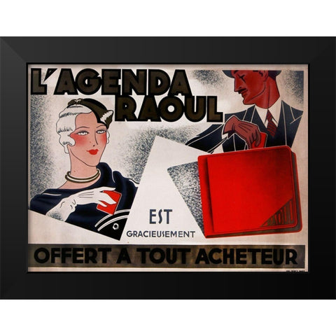 La Agenda Raoul Black Modern Wood Framed Art Print by Vintage Apple Collection