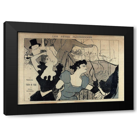 Lautrec Les Fetes Parisiennes Black Modern Wood Framed Art Print with Double Matting by Vintage Apple Collection