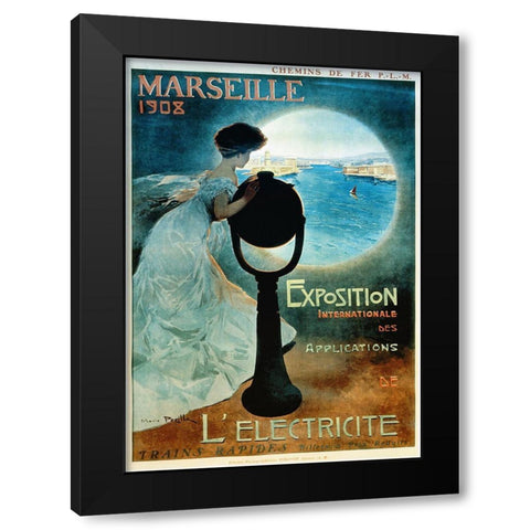 Marseille 1908 Black Modern Wood Framed Art Print by Vintage Apple Collection