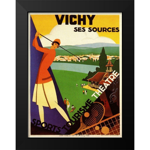 Vichy Ses Sources Black Modern Wood Framed Art Print by Vintage Apple Collection