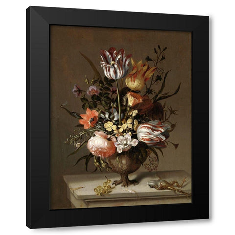 Flowers Fourteen Black Modern Wood Framed Art Print by Vintage Apple Collection