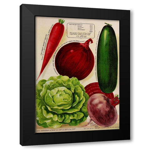 Annual Of True Blue Veggies Black Modern Wood Framed Art Print by Vintage Apple Collection