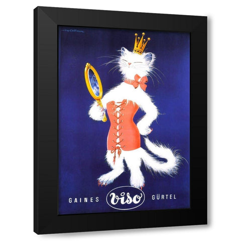 Cat Black Modern Wood Framed Art Print with Double Matting by Vintage Apple Collection