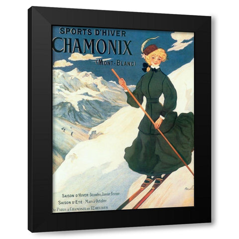 Chamonix Mont Blanc Black Modern Wood Framed Art Print with Double Matting by Vintage Apple Collection