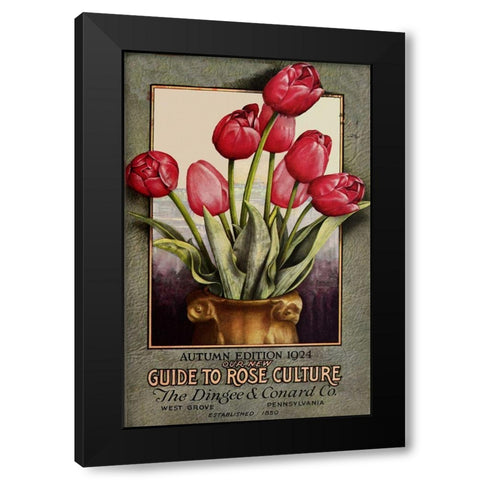 Red Roses Black Modern Wood Framed Art Print by Vintage Apple Collection