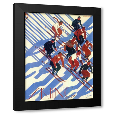 Ski 08 Black Modern Wood Framed Art Print with Double Matting by Vintage Apple Collection