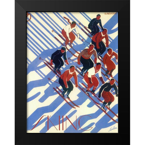 Ski 08 Black Modern Wood Framed Art Print by Vintage Apple Collection