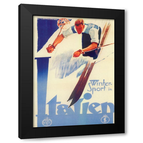 Ski 09 Black Modern Wood Framed Art Print with Double Matting by Vintage Apple Collection
