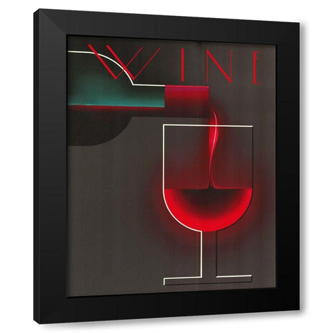 Wine Deco Black Modern Wood Framed Art Print by Vintage Apple Collection