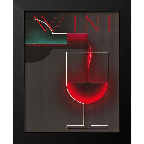 Wine Deco Black Modern Wood Framed Art Print by Vintage Apple Collection