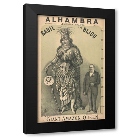 Amazon Woman Black Modern Wood Framed Art Print with Double Matting by Vintage Apple Collection