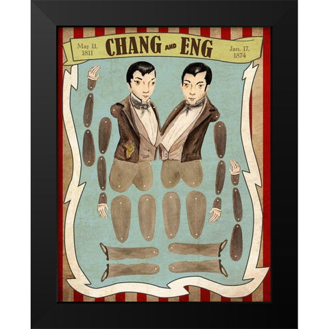 Chang and Eng Black Modern Wood Framed Art Print by Vintage Apple Collection