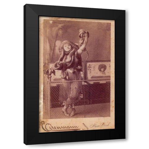 Snake Charmer Black Modern Wood Framed Art Print by Vintage Apple Collection