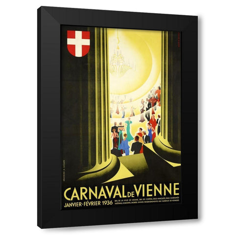 Carnaval Vienne Black Modern Wood Framed Art Print with Double Matting by Vintage Apple Collection