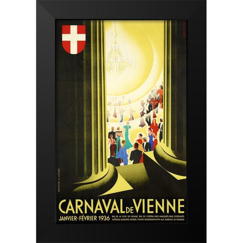 Carnaval Vienne Black Modern Wood Framed Art Print by Vintage Apple Collection