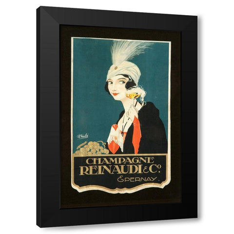 Champagne Renaudi Black Modern Wood Framed Art Print with Double Matting by Vintage Apple Collection