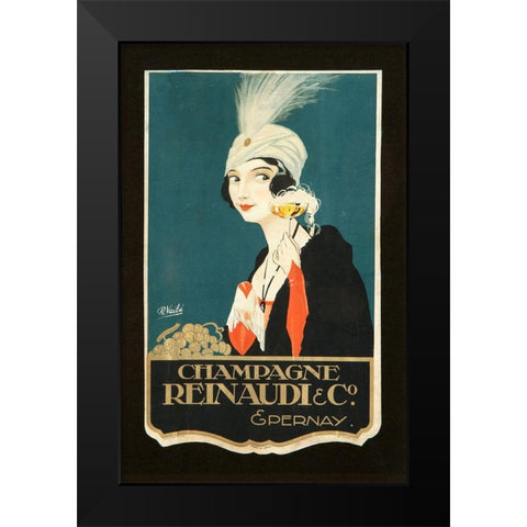 Champagne Renaudi Black Modern Wood Framed Art Print by Vintage Apple Collection