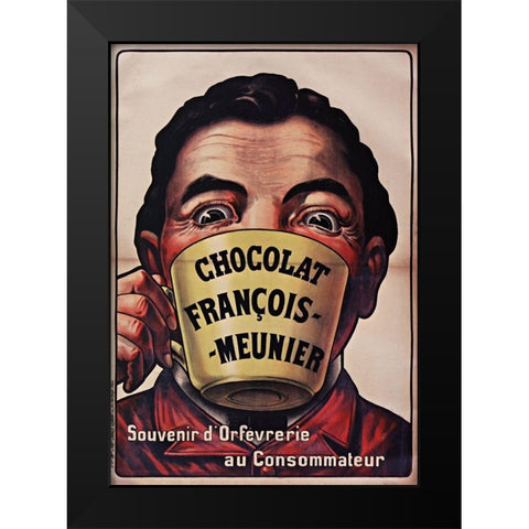 Chocolat Francois Meunier Black Modern Wood Framed Art Print by Vintage Apple Collection