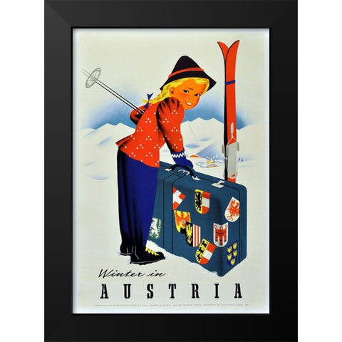 Winter Austria Black Modern Wood Framed Art Print by Vintage Apple Collection