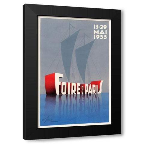 Foire De Paris Black Modern Wood Framed Art Print with Double Matting by Vintage Apple Collection